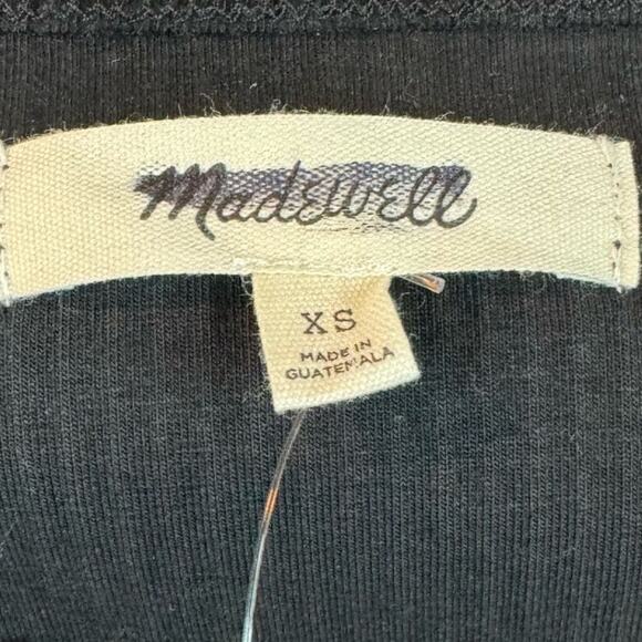 Madewell Black Square-Neck Long-Sleeve Crop Tee in Sleekhold Size XS - Picture 5 of 6